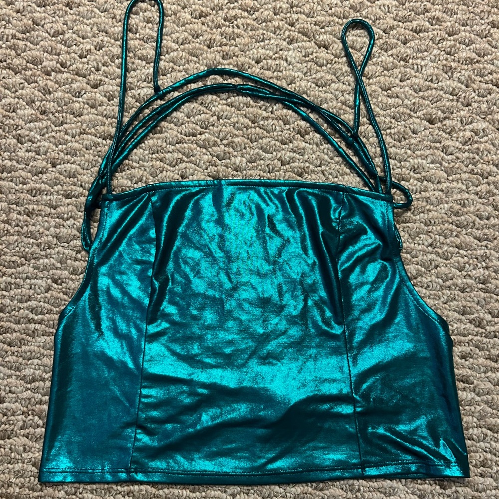 Free People Blue Sleeveless Crop Camisole